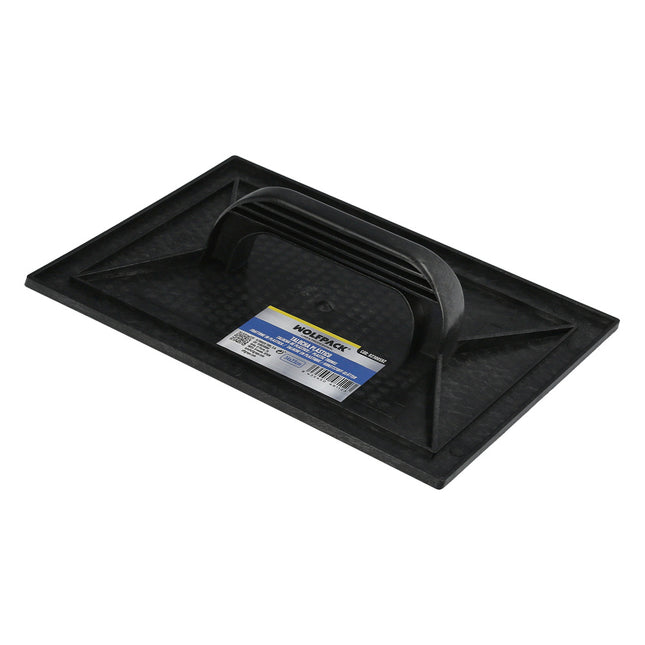 Talocha plástico 34x23 cm. mango redondo negro con alveolos