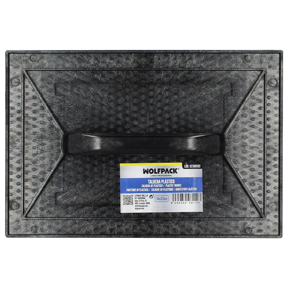 Plastic float 34x23 cm with black round handle and cells
