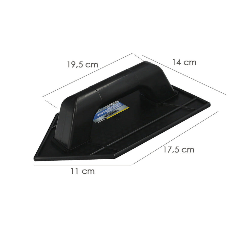 Talocha plástico punta mango redondo 26x14 cm. negro con alveolos