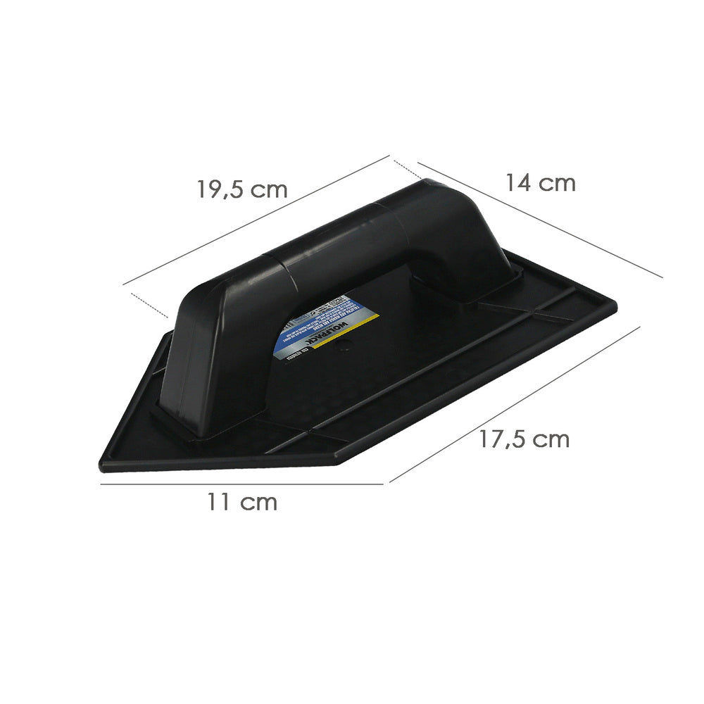 Plastic float with round handle, 26x14 cm, black, with cells