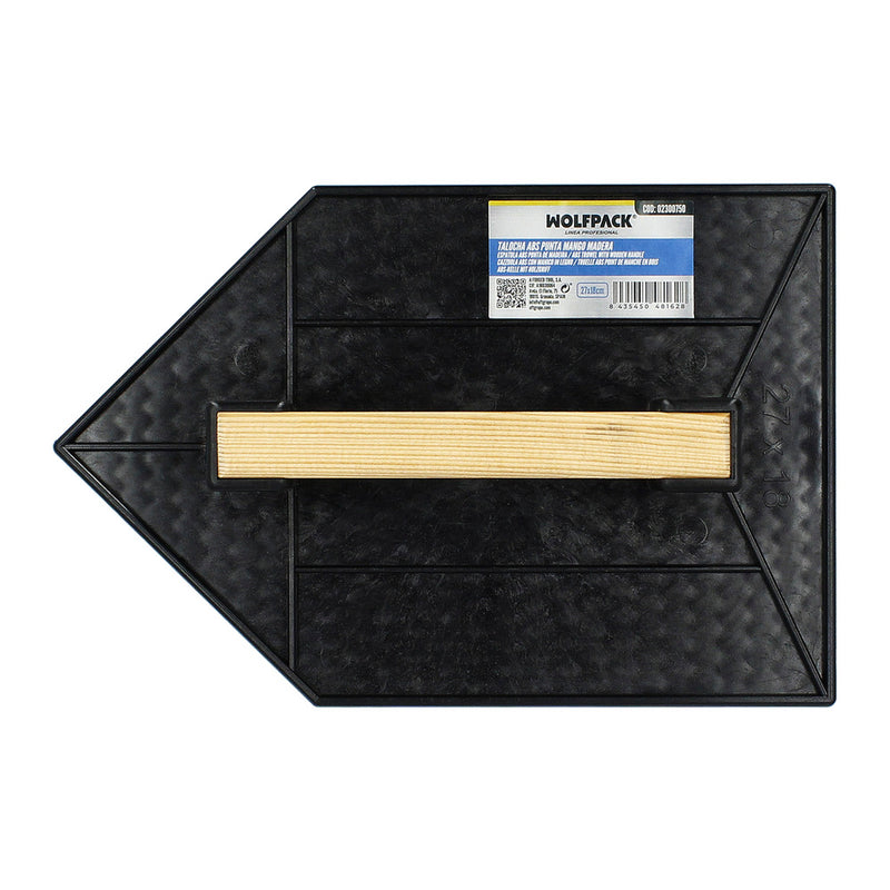 Talocha plástico punta mango madera 27x18 cm. negro con alveolos