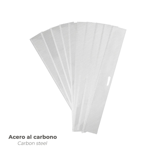 Hoja recambio rascador mango metálico 10 cm (estuche de 10 piezas)