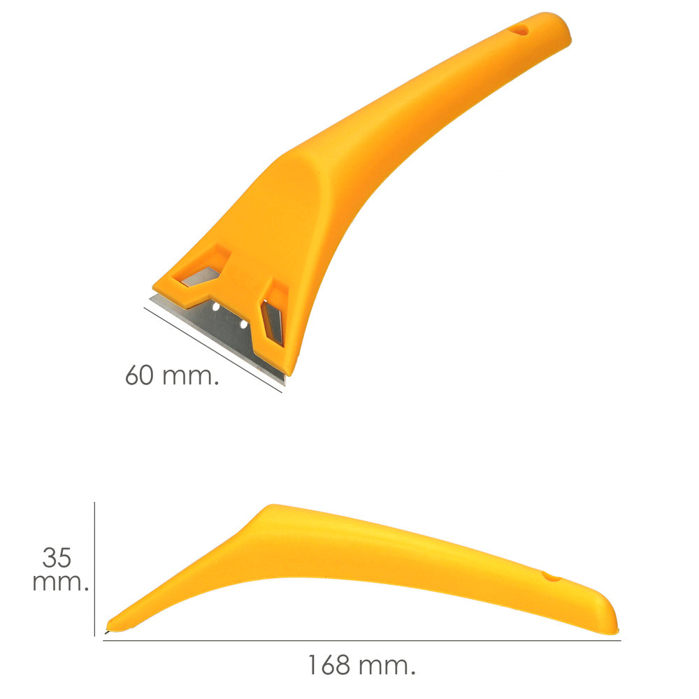 Yellow plastic glass scraper, 60 mm blade, ceramic hob scraper, glass scraper, ceramic hob scraper,