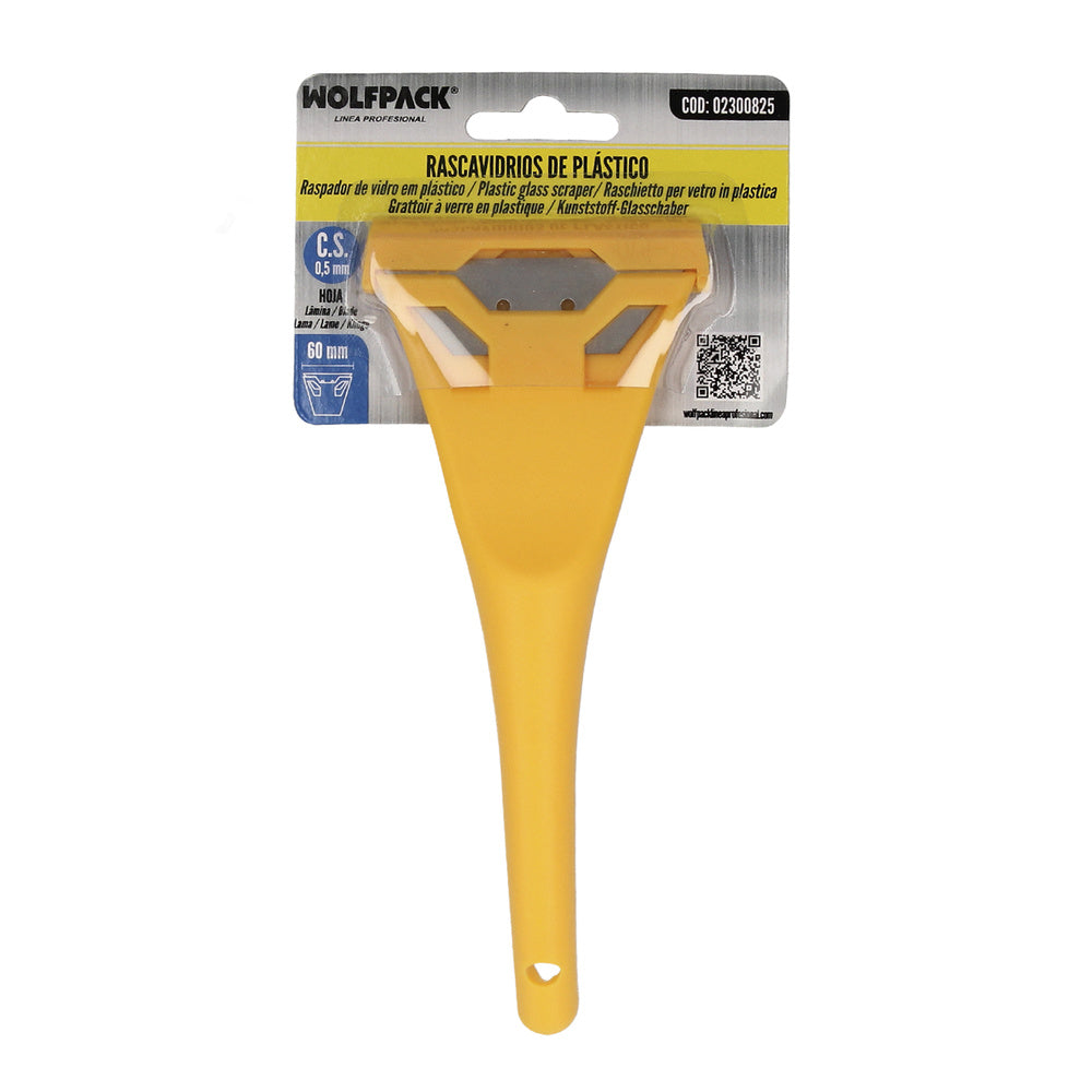 Yellow plastic glass scraper, 60 mm blade, ceramic hob scraper, glass scraper, ceramic hob scraper,