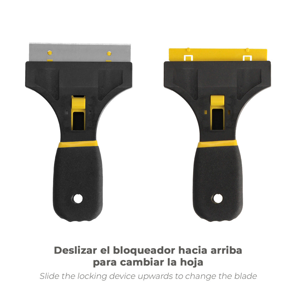 Retractable professional glass scraper soft touch handle 90 mm blade