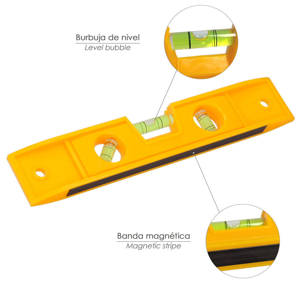 Nível de bolha de plástico, base magnética 230 mm