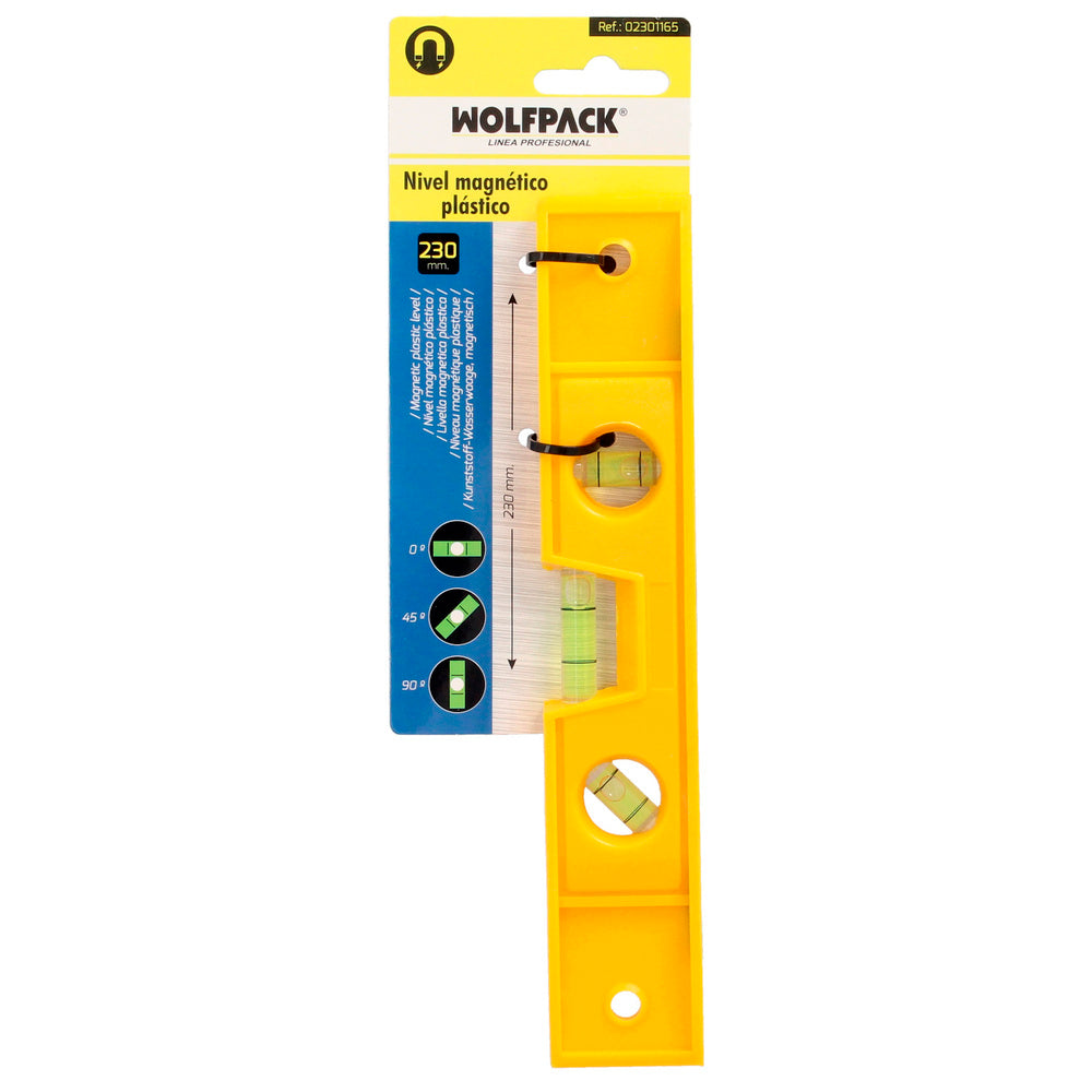 Nível de bolha de plástico, base magnética 230 mm