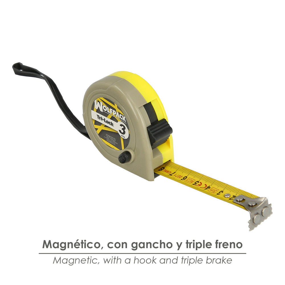 Flexómetro magnético amarillo con freno  3 metros / 16 mm