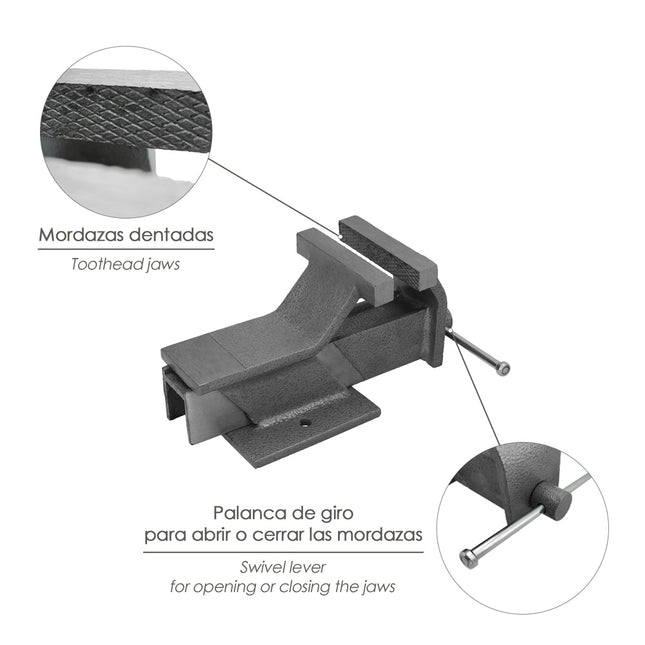 Tornillo banco acero 125 mm. banco de mesa, tornillo sujeción, abrazadera de banco