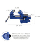 Torno de bancada giratório reforçado de 130 mm, também pode ser utilizado como torno de mesa, torno de fixação, grampo de bancada ou torno para tubos.