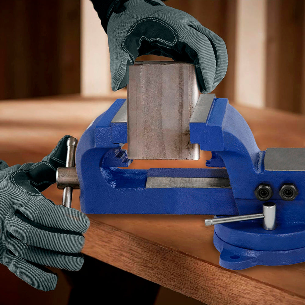 Torno de bancada giratório reforçado de 130 mm, também pode ser utilizado como torno de mesa, torno de fixação, grampo de bancada ou torno para tubos.
