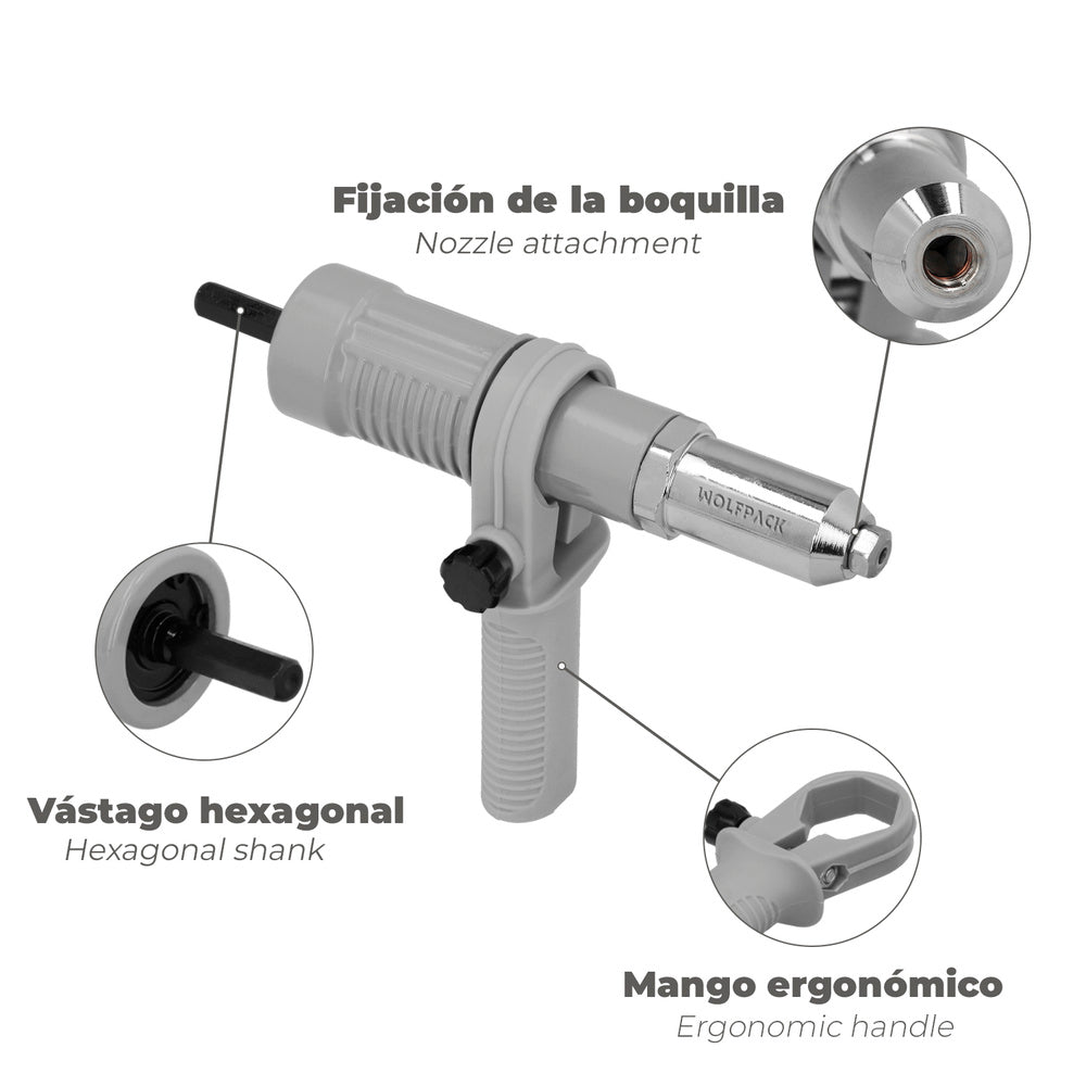 Rivet gun drill attachment kit