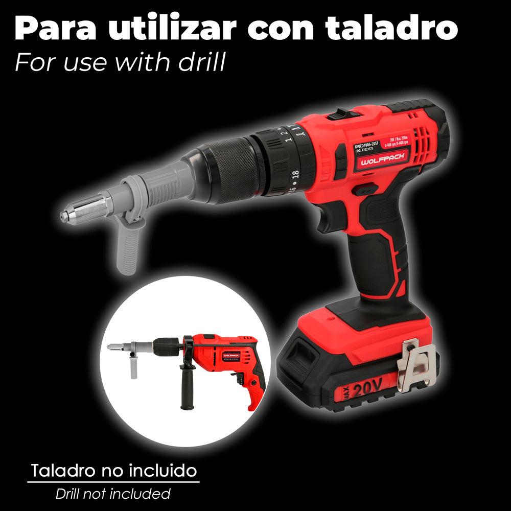 Rivet gun drill attachment kit