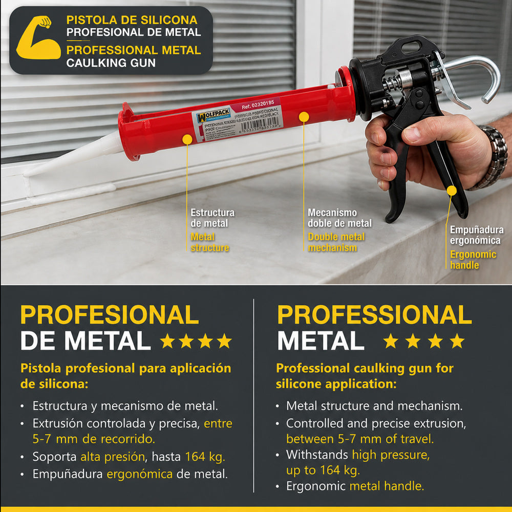 Pistola silicona profesional  roja / negra profesional