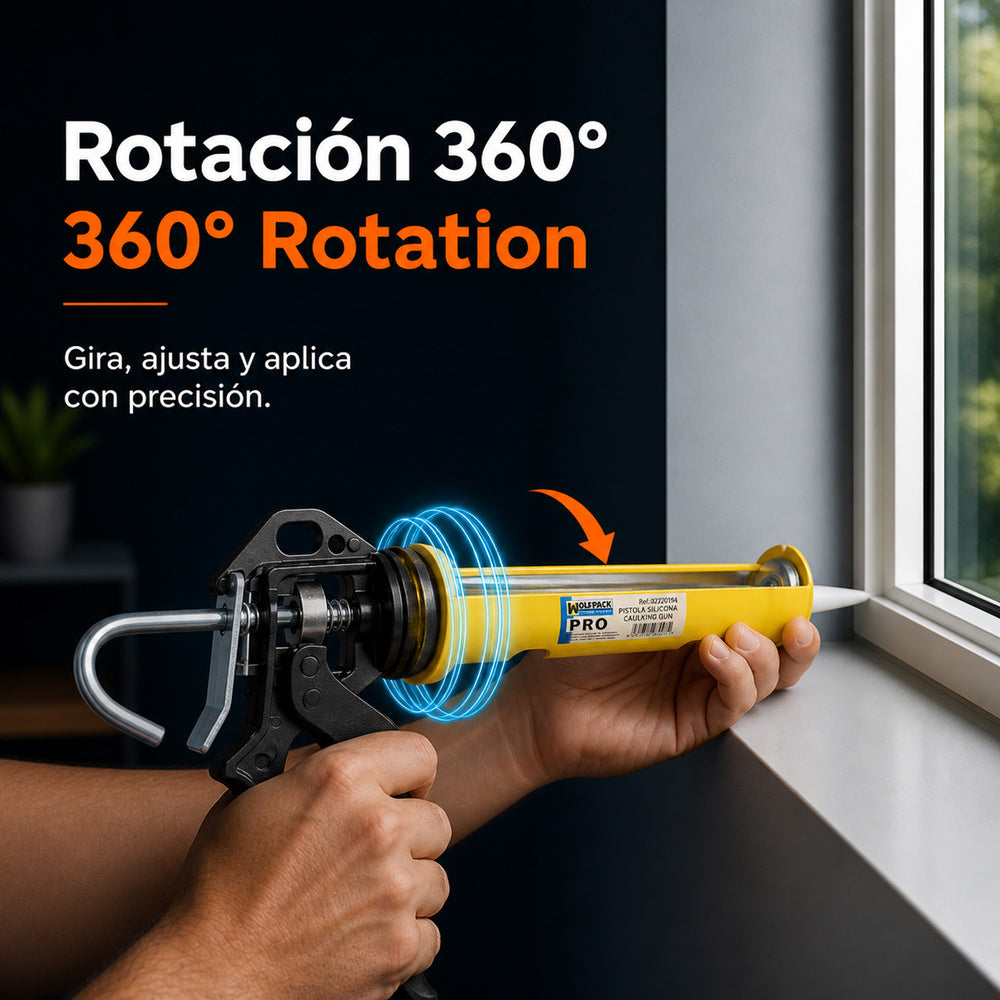 Pistola silicona profesional extrafuerte, cartuchos 310 ml. Pistola selladora silicona, pistola calafateo, pistola calafatear