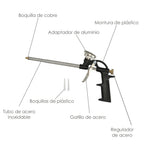 Pistola aplicadora espuma poliuretano regulable