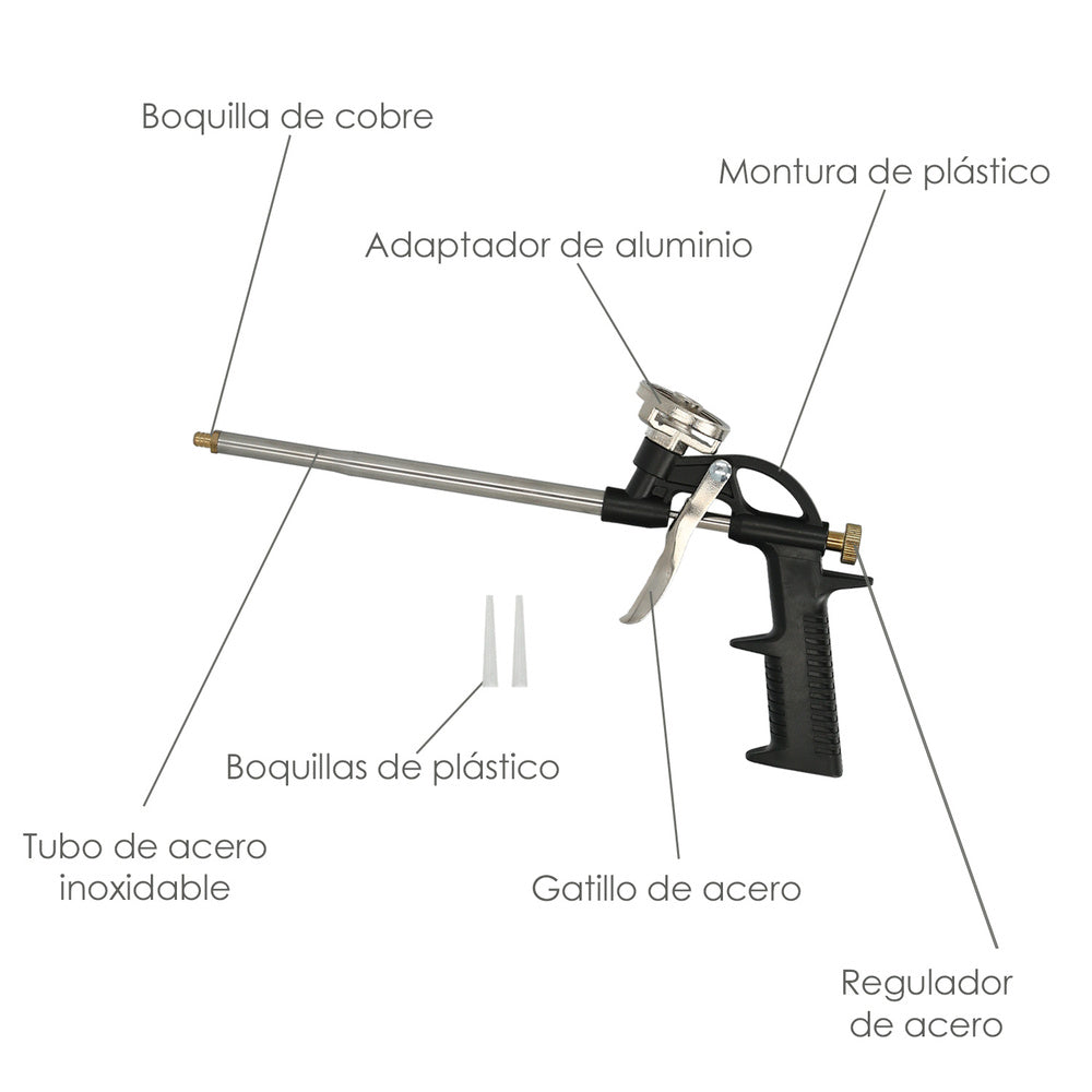 Pistola aplicadora espuma poliuretano regulable