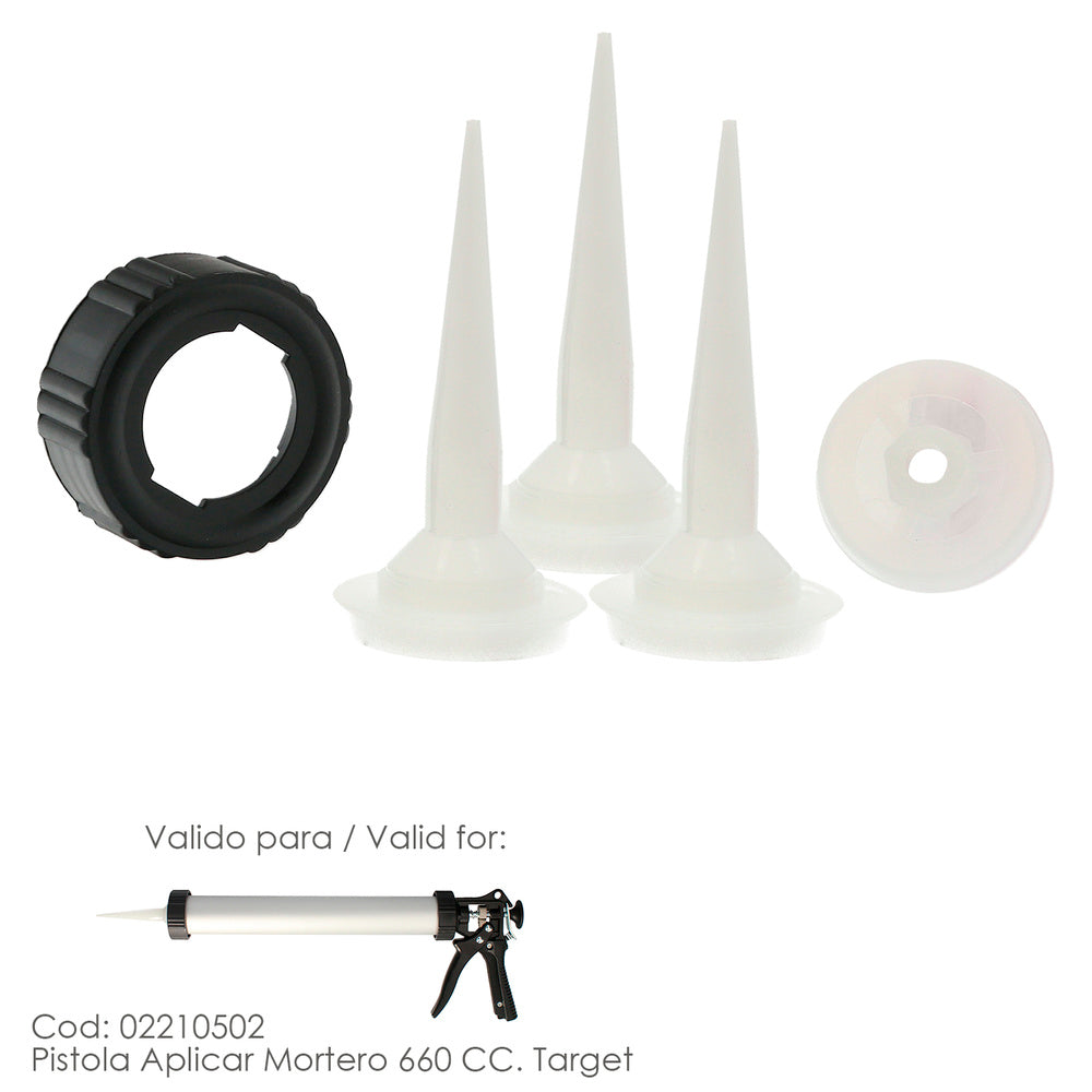 Conjunto de acessórios para pistola de alumínio/aço, aplicação de argamassa 660 cc. 02210502
