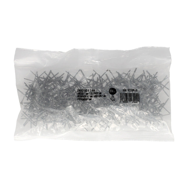Crucetas cruz / separadores para suelos ceramicos 1 mm. (bolsa 250 piezas)