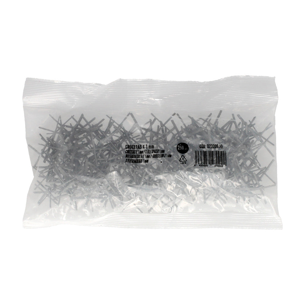Cross spacers / tile spacers for ceramic floors 1 mm (bag 250 units)