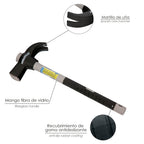 Martillo uña mango fibra vidrio mango fibra vidrio con empuñadura antideslizante. 600 gramos 33 cm