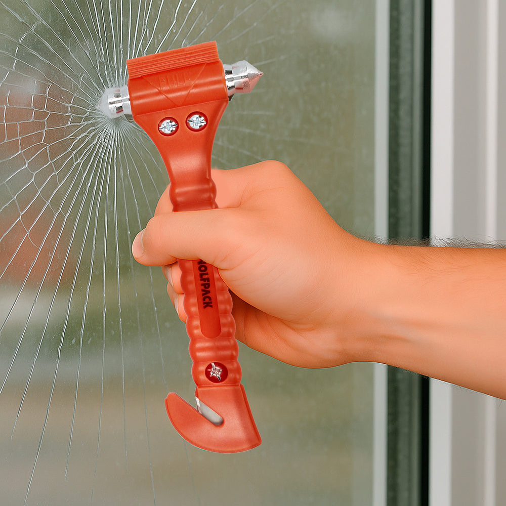 Glass breaker hammer with blade