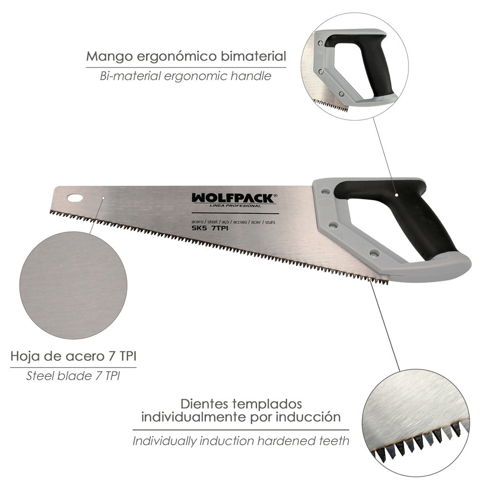 Bi-material carpenter's saw 350 mm / 14" SK5 steel triple-ground carpenter's saw, woodworking saw, tenon saw