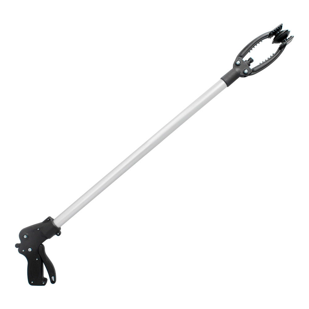 Garra em alumínio para apanhar objetos, 88 cm, com ventosas e mecanismo de bloqueio.