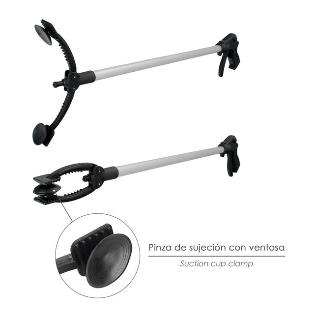 Pinza coger objetos 88 cm de aluminio con ventosas y seguro de bloqueo