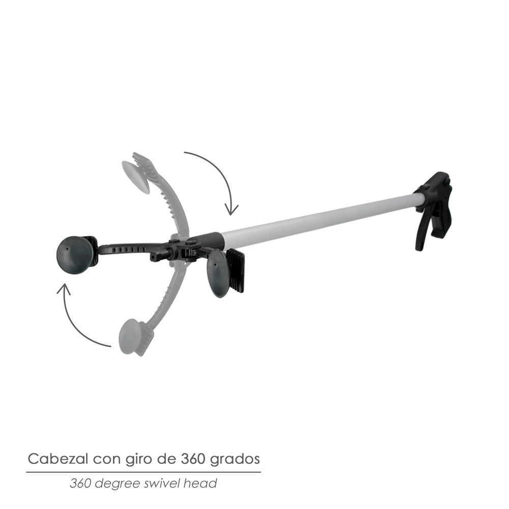 Pinza coger objetos 88 cm de aluminio con ventosas y seguro de bloqueo