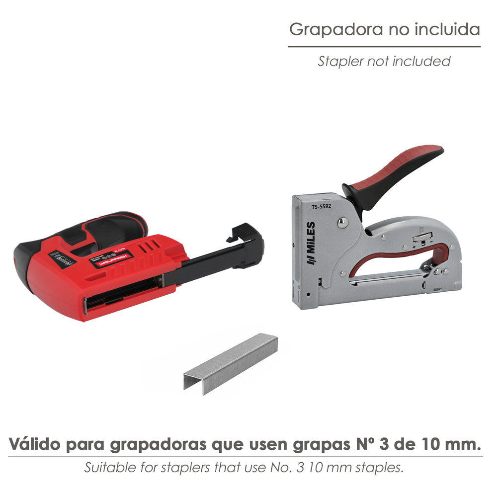 Grapas para grapadora nº 3. Tamaño 10 mm. (paquete 1.000 unidades) grapas nº 3 para grapadora manual / eléctrica