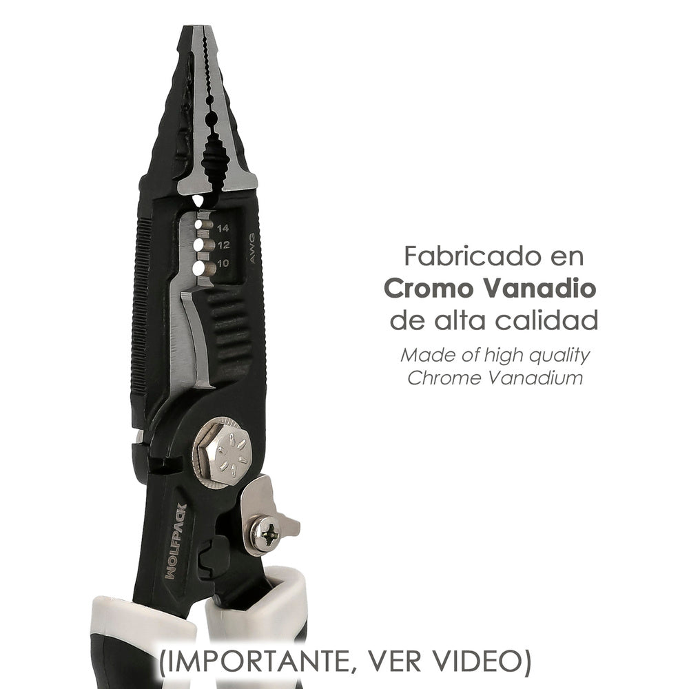 Alicates multifuncion especial cables, multiherramienta electricista, pelacables, cortacables, alicates terminales, alicates.