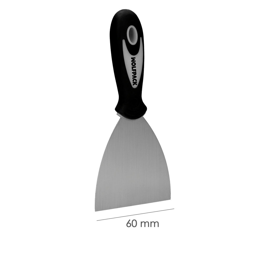 Espátula acero inoxidable ancho 60 mm con mango de goma ergonómico, espátula pintor, espátula masilla, paletina, paleta rascar