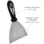 Espátula acero inoxidable ancho 60 mm con mango de goma ergonómico, espátula pintor, espátula masilla, paletina, paleta rascar