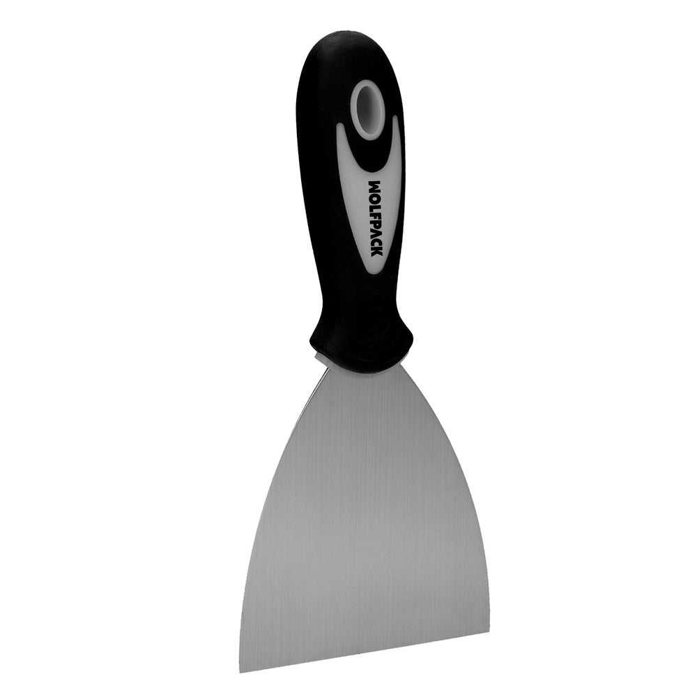 Espátula acero inoxidable ancho 80 mm con mango de goma ergonómico, espátula pintor, espátula masilla, paletina, paleta rascar
