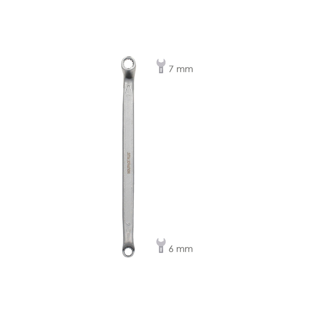 Llave estrella acodada plus acero cromo vanadio 6x7 din 838. Llave doble boca acodada, llave fija estrella acodada