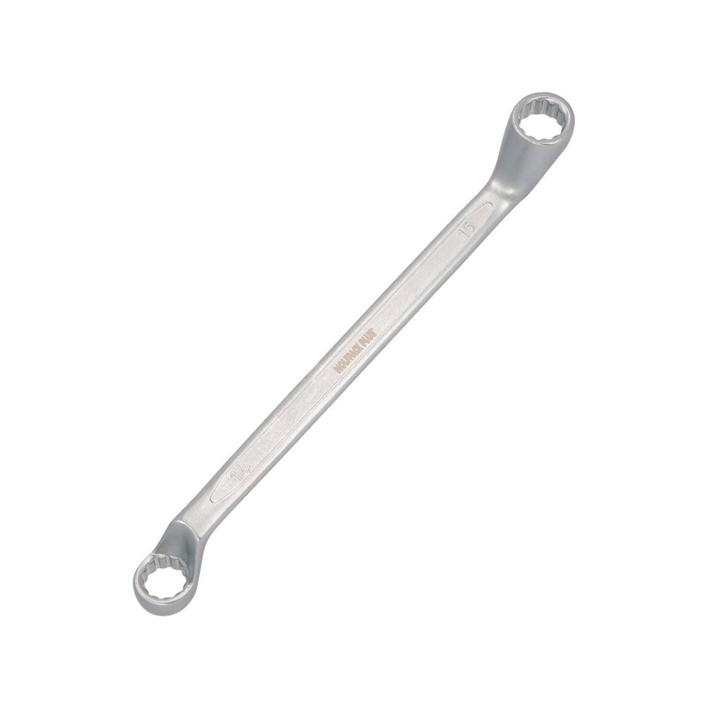 Llave estrella acodada plus acero cromo vanadio 14x15 din 838. Llave doble boca acodada, llave fija estrella acodada