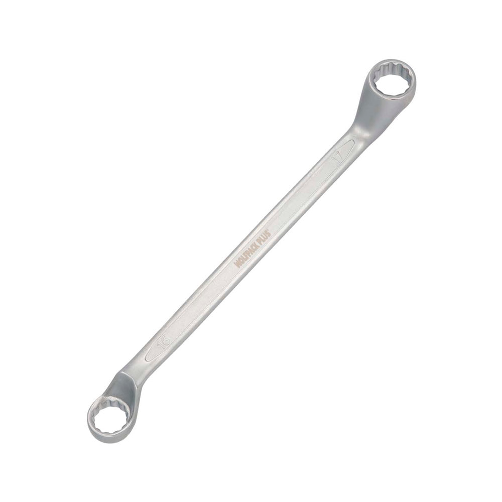 Llave estrella acodada plus acero cromo vanadio 16x17 din 838. Llave doble boca acodada, llave fija estrella acodada