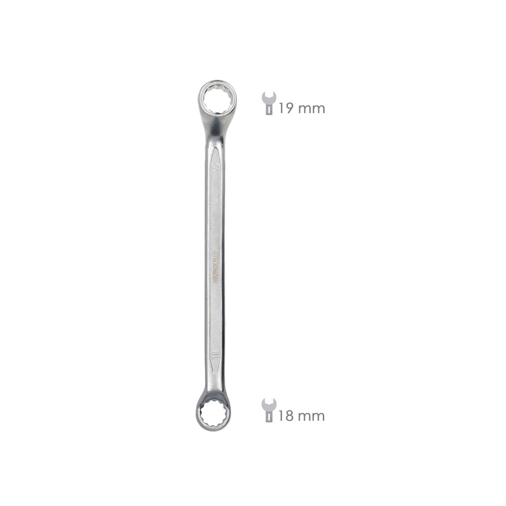 Llave estrella acodada plus acero cromo vanadio 18x19 din 838. Llave doble boca acodada, llave fija estrella acodada