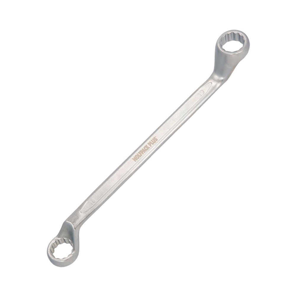 Llave estrella acodada plus acero cromo vanadio 18x19 din 838. Llave doble boca acodada, llave fija estrella acodada