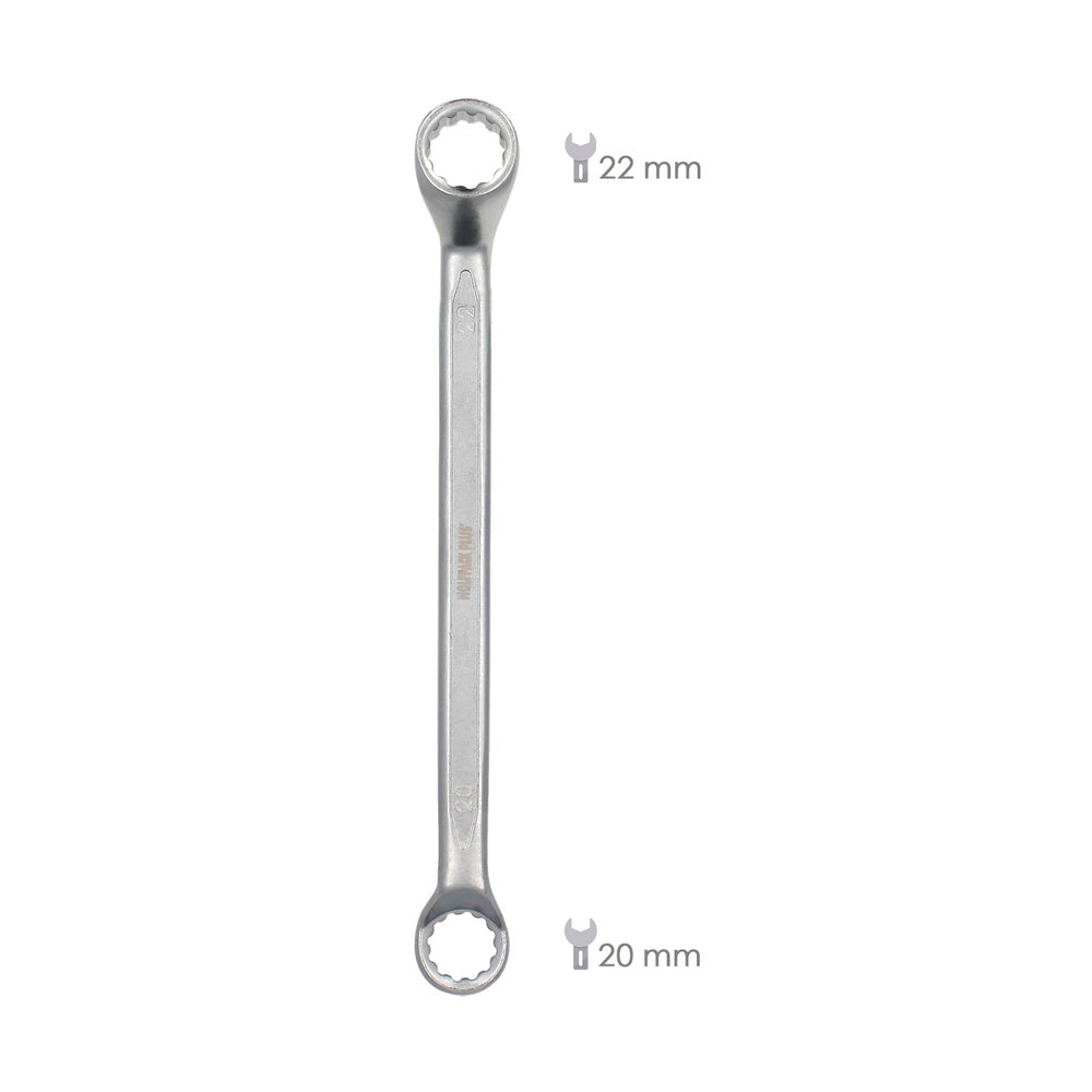 Llave estrella acodada plus acero cromo vanadio 20x22 din 838. Llave doble boca acodada, llave fija estrella acodada