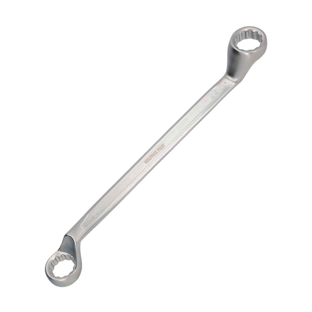 Llave estrella acodada plus acero cromo vanadio 20x22 din 838. Llave doble boca acodada, llave fija estrella acodada