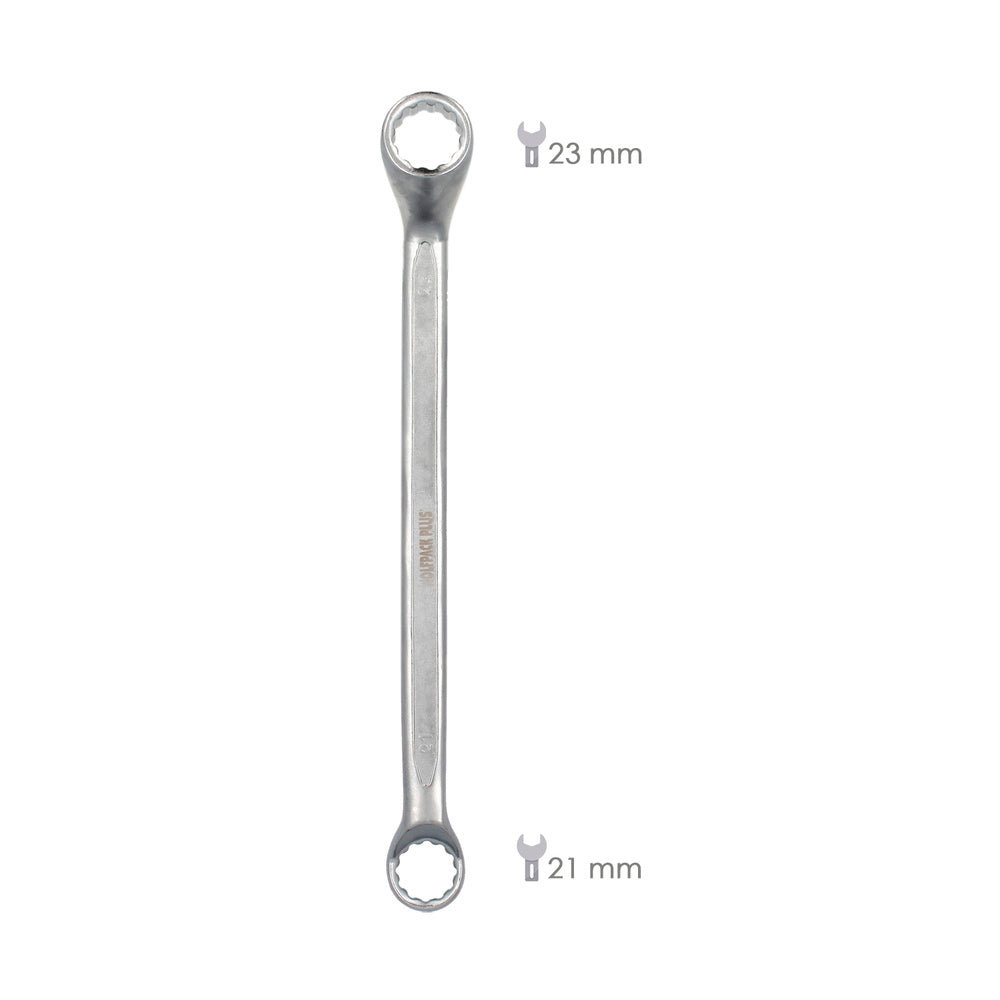 Llave estrella acodada plus acero cromo vanadio 21x23 din 838. Llave doble boca acodada, llave fija estrella acodada