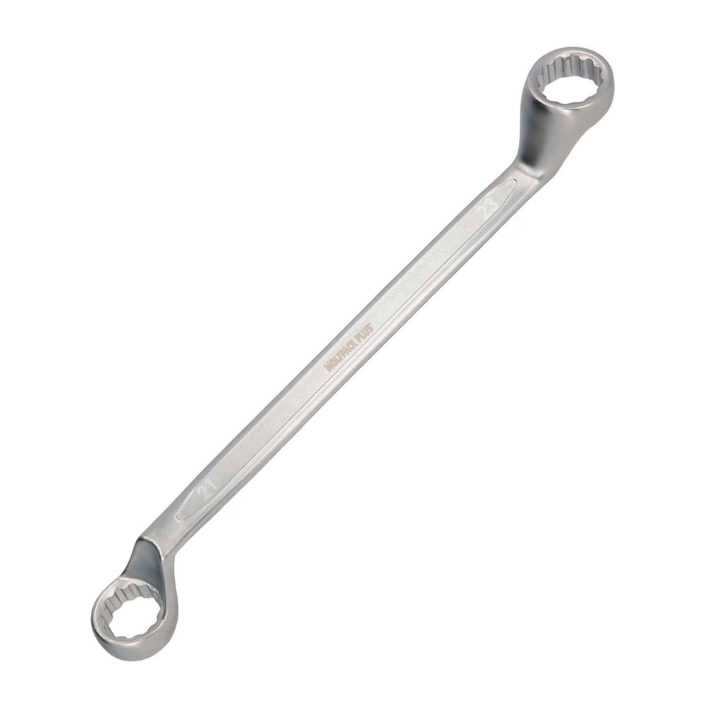 Llave estrella acodada plus acero cromo vanadio 21x23 din 838. Llave doble boca acodada, llave fija estrella acodada