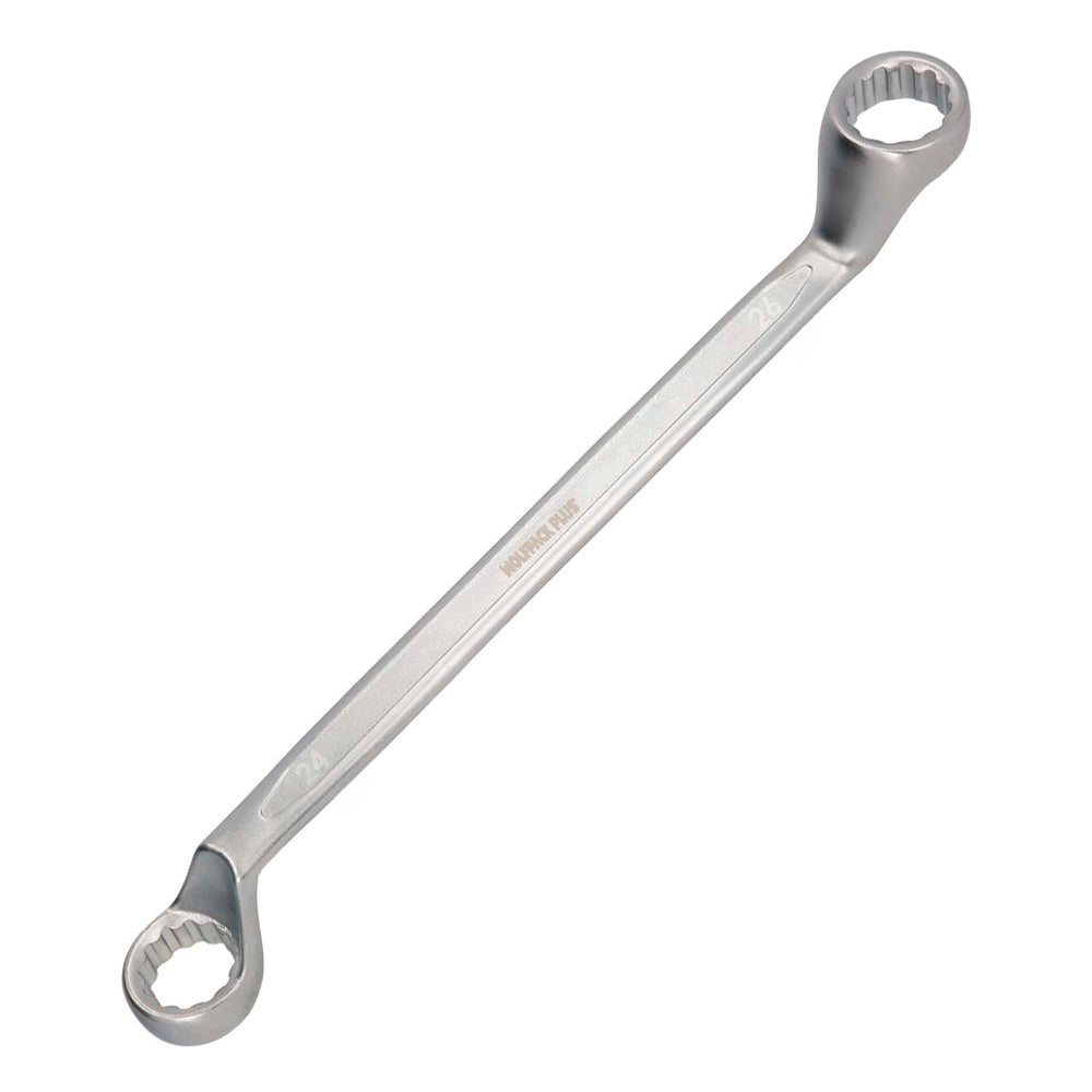 Llave estrella acodada plus acero cromo vanadio 24x26 din 838. Llave doble boca acodada, llave fija estrella acodada