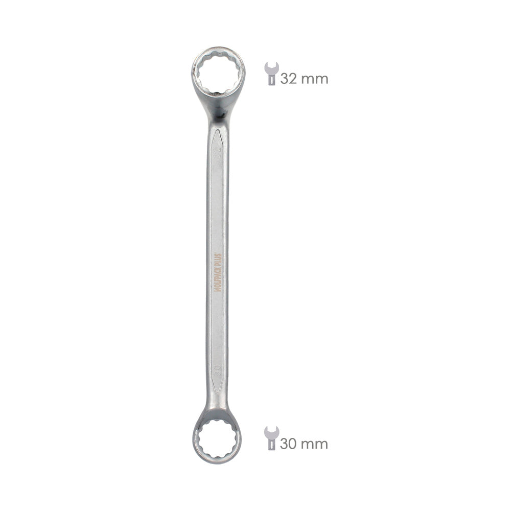 Llave estrella acodada plus acero cromo vanadio 30x32 din 838. Llave doble boca acodada, llave fija estrella acodada
