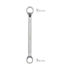 Llave estrella acodada plus acero cromo vanadio 30x32 din 838. Llave doble boca acodada, llave fija estrella acodada