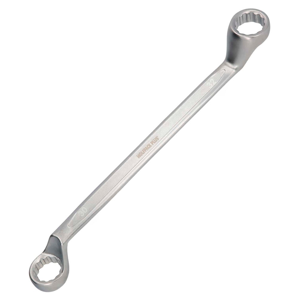 Llave estrella acodada plus acero cromo vanadio 30x32 din 838. Llave doble boca acodada, llave fija estrella acodada