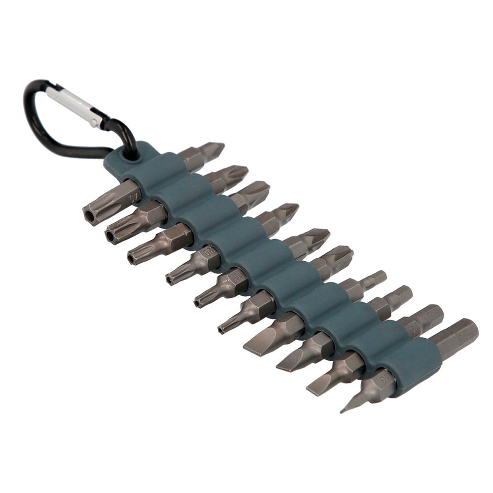 Juego de 20 puntas con mosquetón para cinturón. Acero cromo vanadio.
