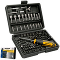 Juego puntas con destornillador 1/4" 122 pza. Con adaptador. Cromo vanadio, kit llave combinada, kit carraca,